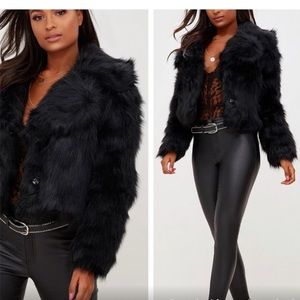 PLT Faux Fur Jacket - Black